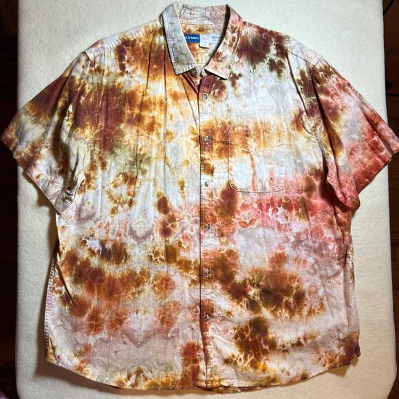 Men’s 2XL Regular Fit Short Sleeve Button Down Shirt Tie Dye Old Navy Festival - Picture 14 of 14